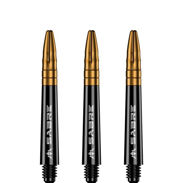 Mission Sabre Shafts - Polycarbonaat Dart Shafts - Inbetween - Black - Gold Top