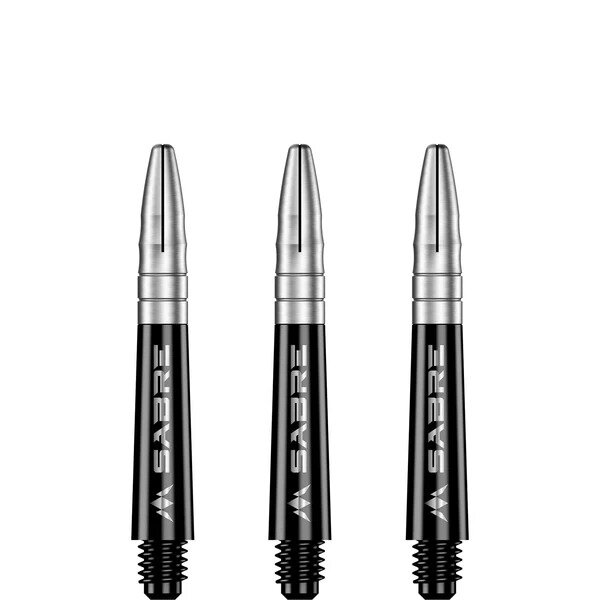 Mission Sabre Shafts - Polycarbonaat Dart Shafts - Short - Black - Silver Top