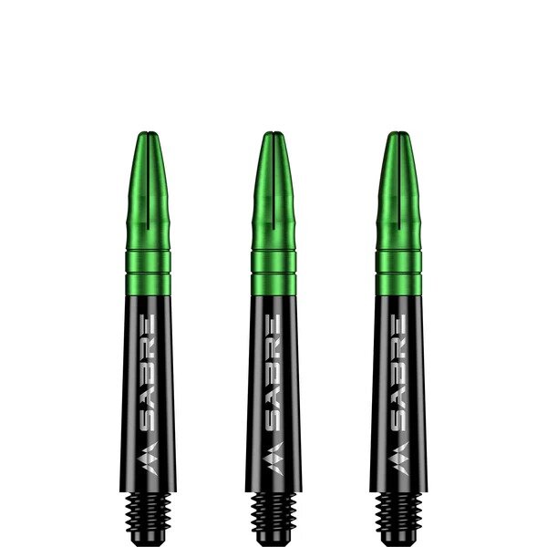 Mission Sabre Shafts - Polycarbonaat Dart Shafts - Short - Black - Green Top