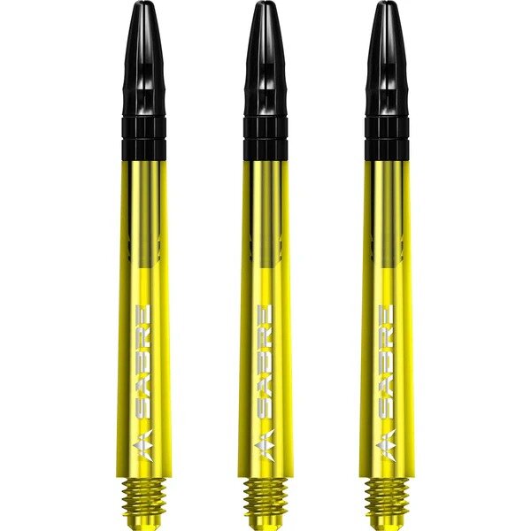 Mission Sabre Shafts - Polycarbonaat Dart Shafts - Medium - Yellow - Black Top