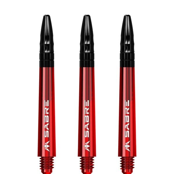 Mission Sabre Shafts - Polycarbonaat Dart Shafts - Inbetween+- Red - Black Top