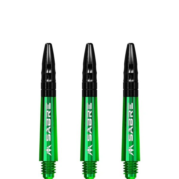Mission Sabre Shafts - Polycarbonaat Dart Shafts - Short - Green- Black Top