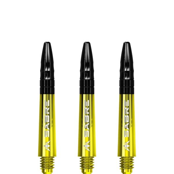Mission Sabre Shafts - Polycarbonaat Dart Shafts - Short - Yellow- Black Top