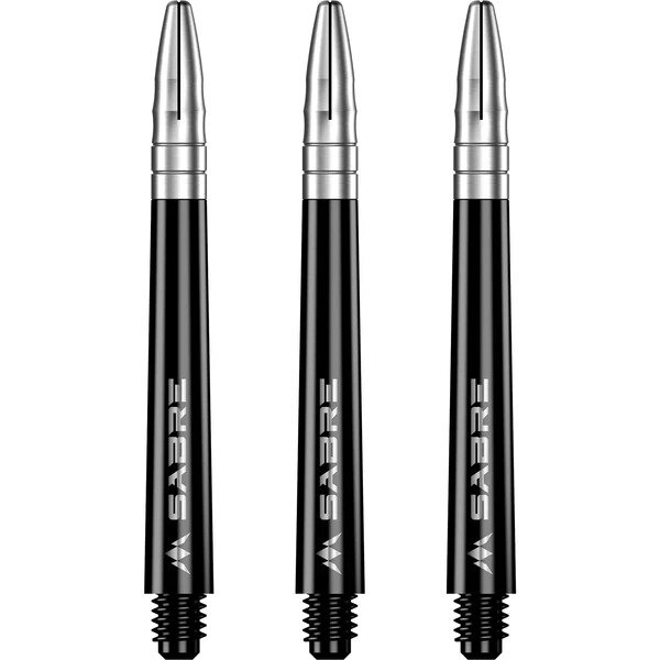 Mission Sabre Shafts - Polycarbonaat Dart Shafts - Medium - Black - Silver Top