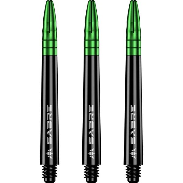 Mission Sabre Shafts - Polycarbonaat Dart Shafts - Medium - Black - Green Top