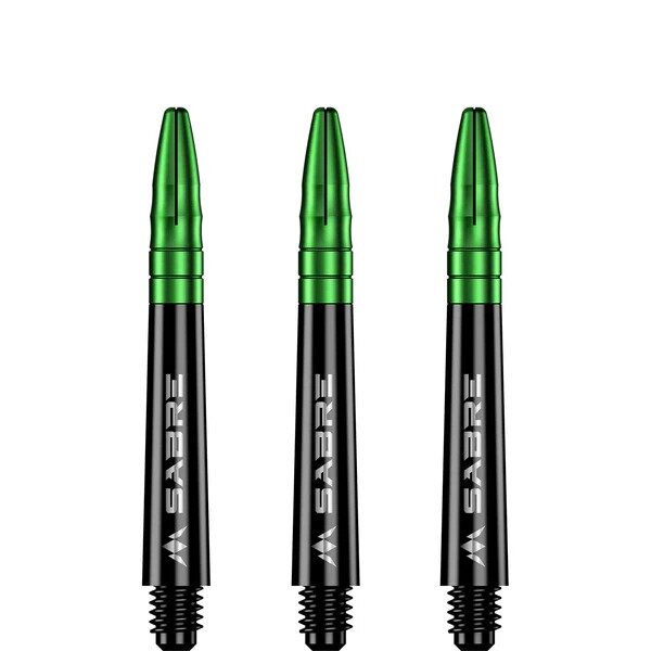 Mission Sabre Shafts - Polycarbonaat Dart Shafts - Inbetween - Black - Green Top