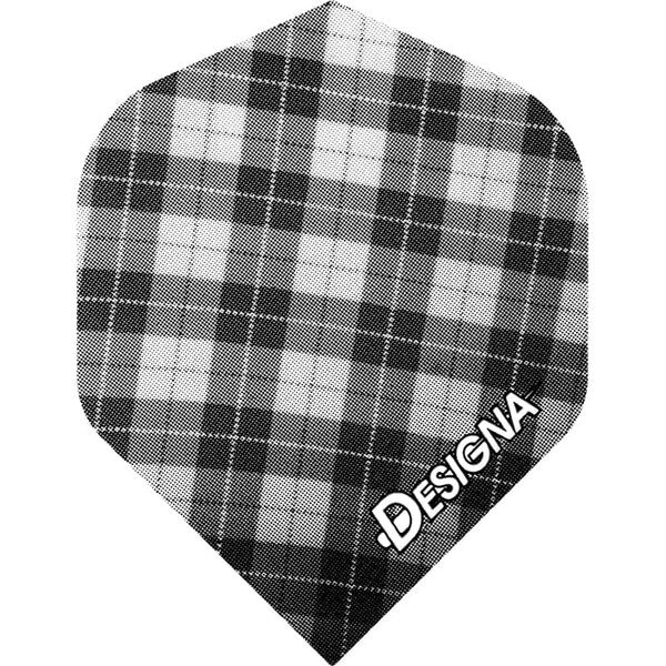 Designa Tartan Dart Flights - 100 micron - Extra Strong - Std - Tartan - Grey