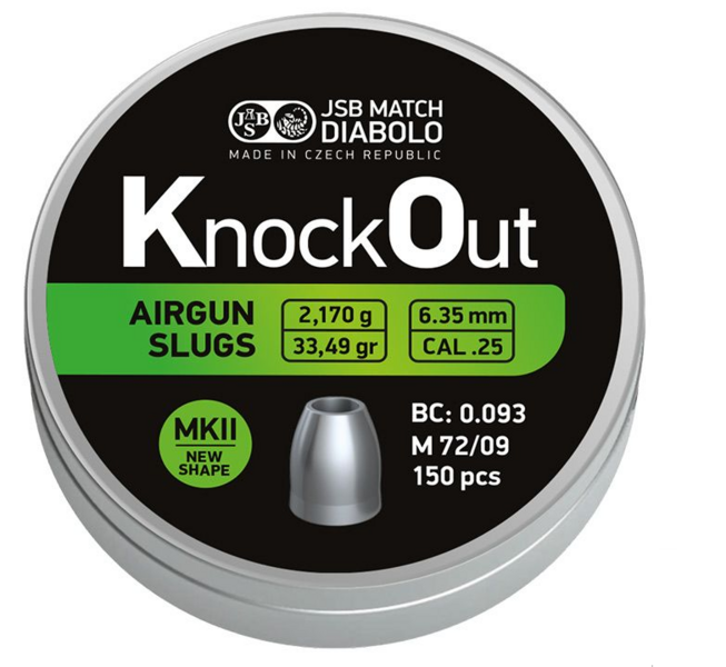 JSB Knock Out Slugs MKII 6.35mm Kaliber .25 - 2.170 gr - 33.49 grain