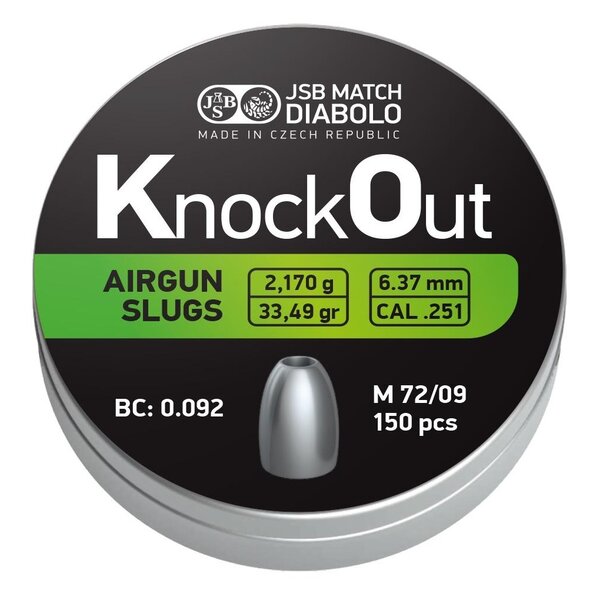 JSB Knock Out Slugs 6.37mm Kaliber .25 - 2.170 gr - 33.49 grain