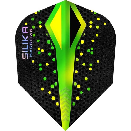 HARROWS SILIKA DART FLIGHTS - TOUGH CRYSTALINE COATED - STD - NO6 - COLOURSHIFT - Green