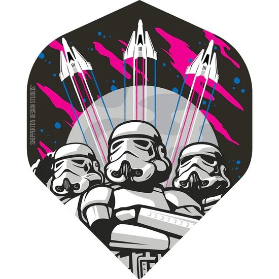 ORIGINAL STORMTROOPER DART FLIGHTS - OFFICIAL LICENSED - NO2 - STD - 3 STORM TROOPERS &amp; 3 SPACE CRAFTS