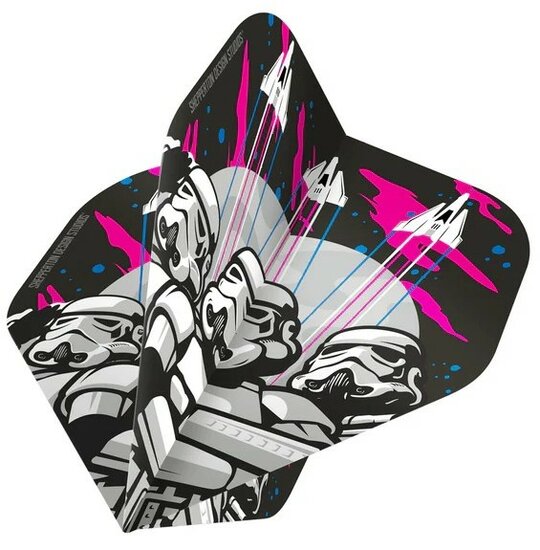 ORIGINAL STORMTROOPER DART FLIGHTS - OFFICIAL LICENSED - NO2 - STD - 3 STORM TROOPERS &amp; 3 SPACE CRAFTS