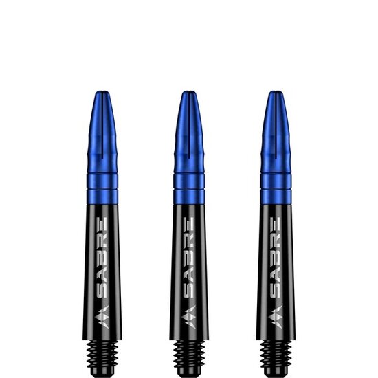 Mission Sabre Shafts - Polycarbonaat Dart Shafts - Short - Black - Blue Top