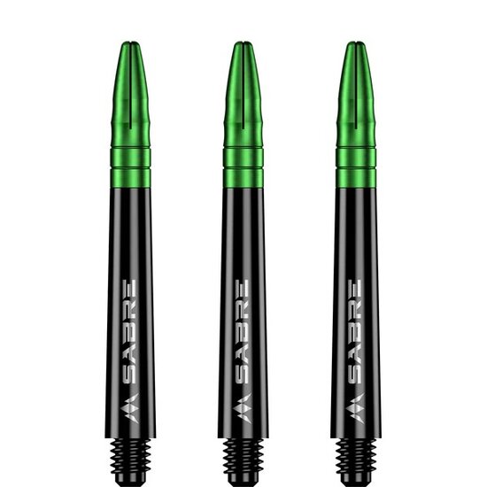 Mission Sabre Shafts - Polycarbonaat Dart Shafts - Inbetween+ - Black - Green Top