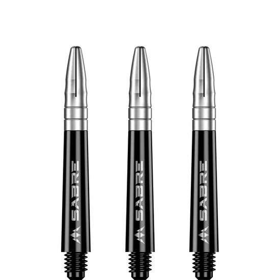 Mission Sabre Shafts - Polycarbonaat Dart Shafts - Inbetween - Black - Silver Top