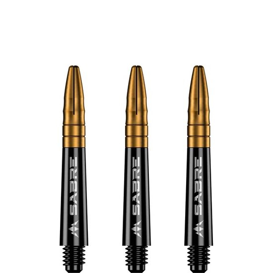 Mission Sabre Shafts - Polycarbonaat Dart Shafts - Short - Black - Gold Top