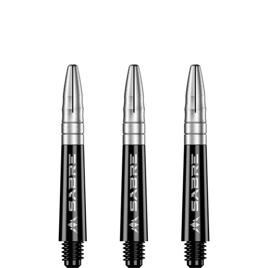 Mission Sabre Shafts - Polycarbonaat Dart Shafts - Short - Black - Silver Top