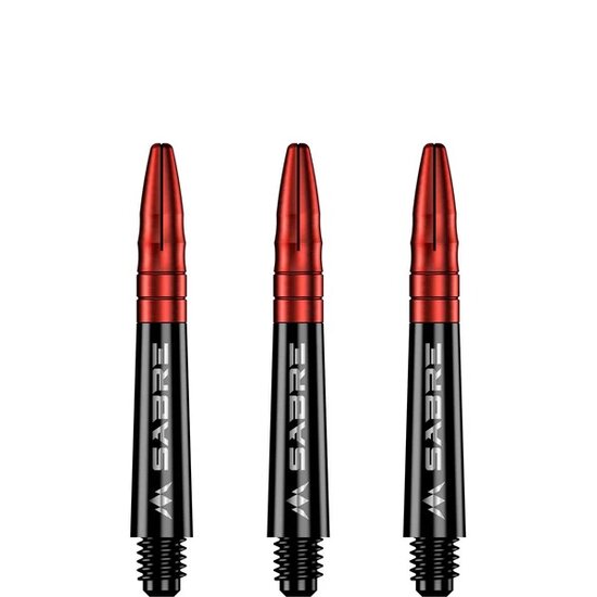 Mission Sabre Shafts - Polycarbonaat Dart Shafts - Short - Black - Red Top