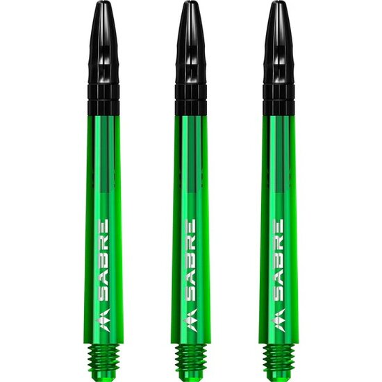 Mission Sabre Shafts - Polycarbonaat Dart Shafts - Medium - Green - Black Top