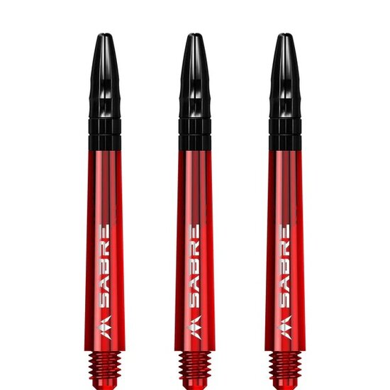 Mission Sabre Shafts - Polycarbonaat Dart Shafts - Inbetween+- Red - Black Top