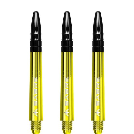Mission Sabre Shafts - Polycarbonaat Dart Shafts - Inbetween+ - Yellow - Black Top