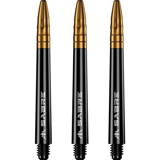 Mission Sabre Shafts - Polycarbonaat Dart Shafts - Medium - Black - Gold Top