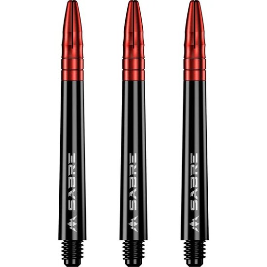 Mission Sabre Shafts - Polycarbonaat Dart Shafts - Medium - Black - Red Top