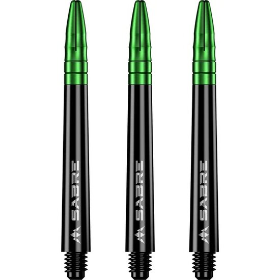Mission Sabre Shafts - Polycarbonaat Dart Shafts - Medium - Black - Green Top