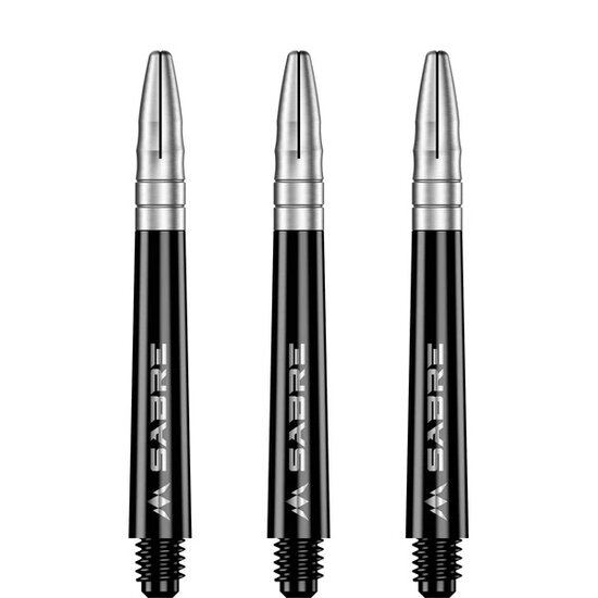 Mission Sabre Shafts - Polycarbonaat Dart Shafts - Inbetween+ - Black - Silver Top