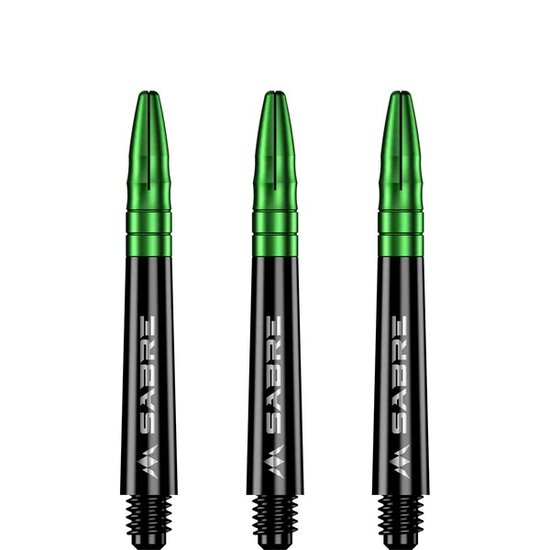 Mission Sabre Shafts - Polycarbonaat Dart Shafts - Inbetween - Black - Green Top
