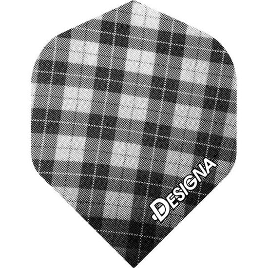 Designa Tartan Dart Flights - 100 micron - Extra Strong - Std - Tartan - Grey