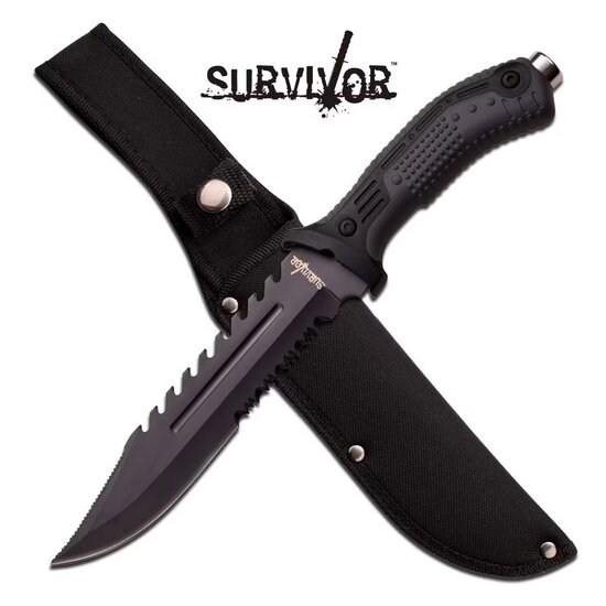 Survivor | Serrated Sawback Knife | Black