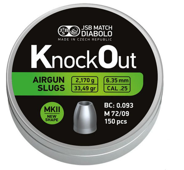 JSB Knock Out Slugs MKII 6.35mm Kaliber .25 - 2.170 gr - 33.49 grain
