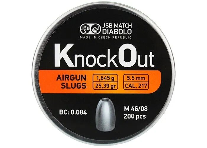 JSB Knock Out Slugs 5,5mm Kaliber .217 - 1.645 gr - 25.39grain - 200 stuks