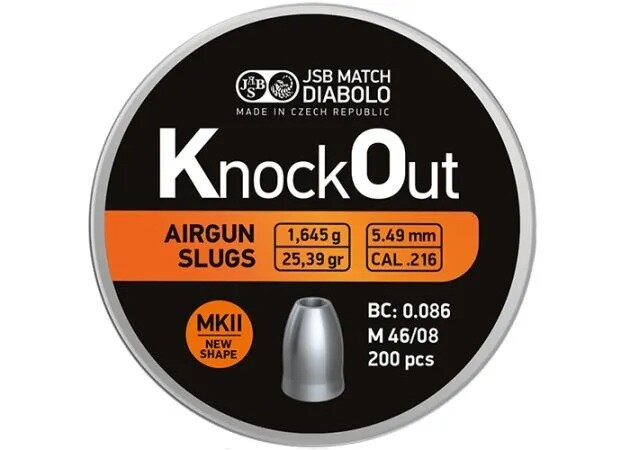 JSB Knock Out MKII Slugs 5,5mm Kaliber .216 1.645 gr - 25.39grain - 200 stuks
