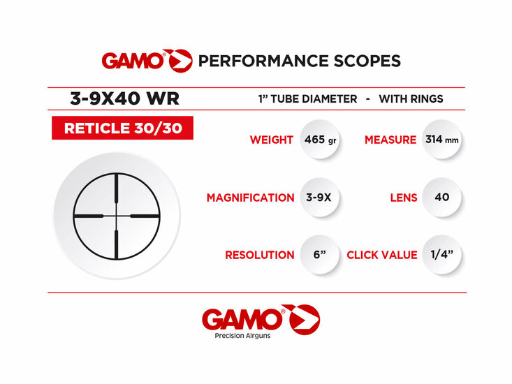 Gamo 3-9 x 40 WR Richtkijker voor Luchtbuks