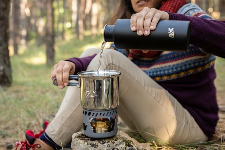 Esbit | Solid Fuel | RVS kookset | 985ml | 470ml | Met 2 Branders