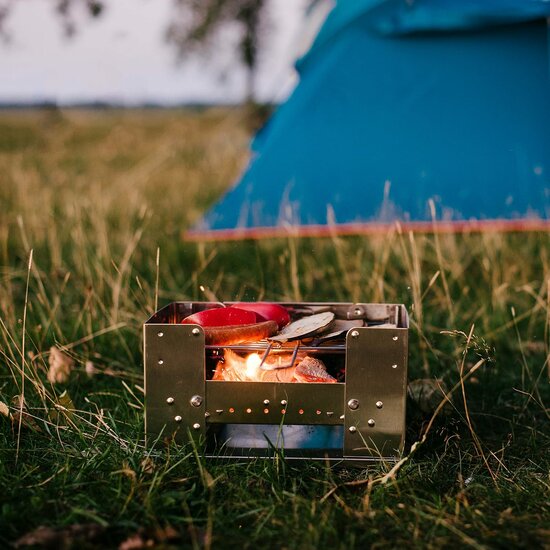 Esbit | Opvouwbare BBQ | RVS Grill | Tas + Bewaarzak kolen